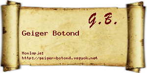 Geiger Botond névjegykártya